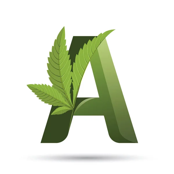 Cannabis green leaf logo letter A — Stock Vector