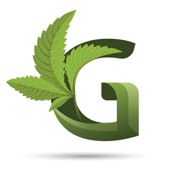 Cannabis green leaf logo letter G — Stock Vector