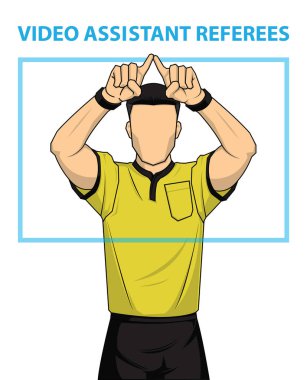 Football referee shows video assistant referees action.  clipart