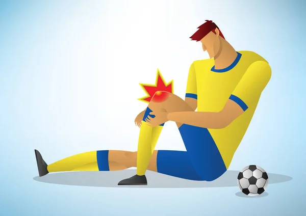 Jugador de fútbol lesionado en la rodilla — Vector de stock