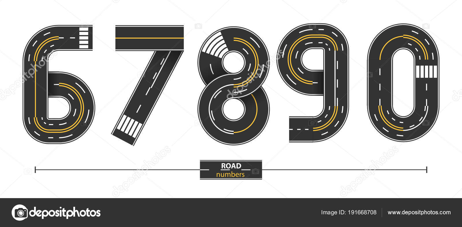 Numbers Road in a set 67890 — Stock Vector © lumyaisweet #191668708