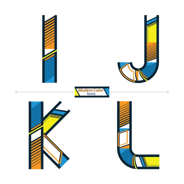 Alphabet modern color style in a set IJKL — Stock Vector