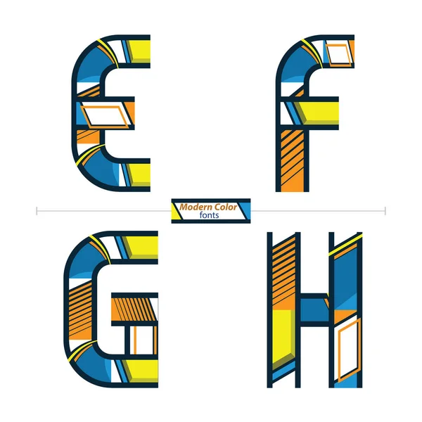 Alphabet moderna färg stil i en uppsättning Efgh — Stock vektor
