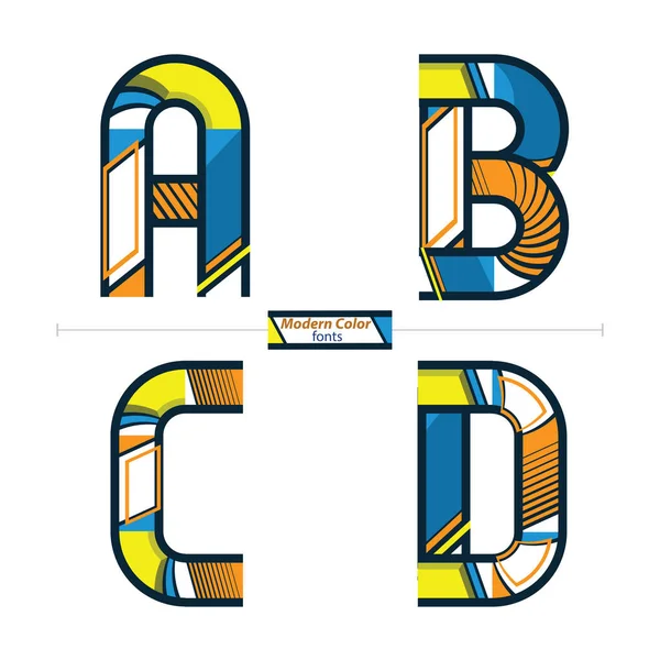 Alfabeto estilo de color moderno en un conjunto ABCD — Vector de stock