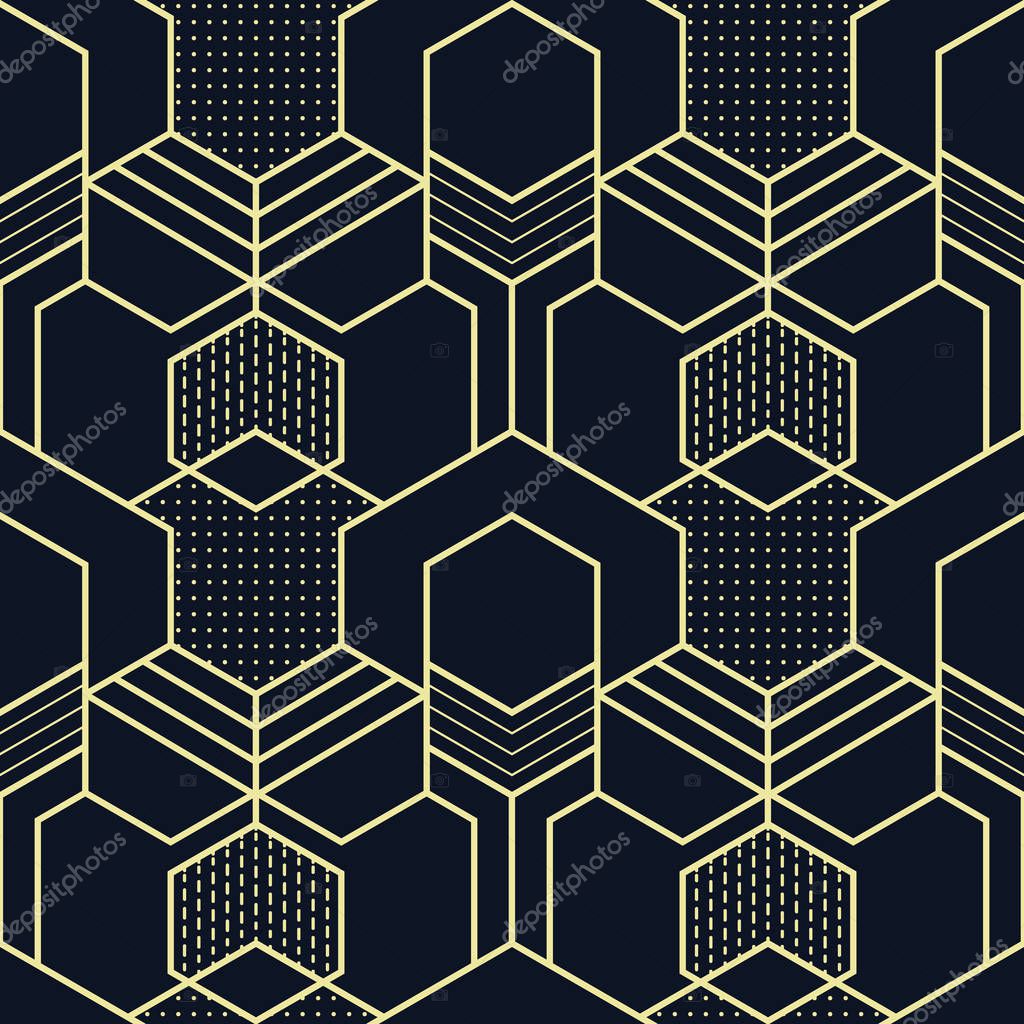 Vector Art Deco Modern Geometric Tiles Pattern Abstract Cubes Shapes Seamless Background Premium Vector In Adobe Illustrator Ai Ai Format Encapsulated Postscript Eps Eps Format