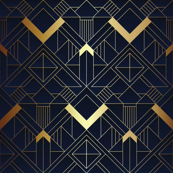 Motif abstrait art déco bleu et doré — Image vectorielle