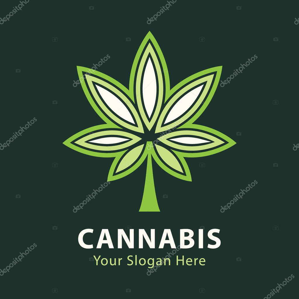 Medical marijuana, cannabis green leaf logo. vector illustration.