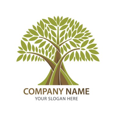 Şirket iş vektörü için soyut dal ve ağaç logosu