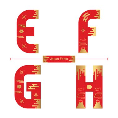 Alfabe Japonya stili bir set Efgh