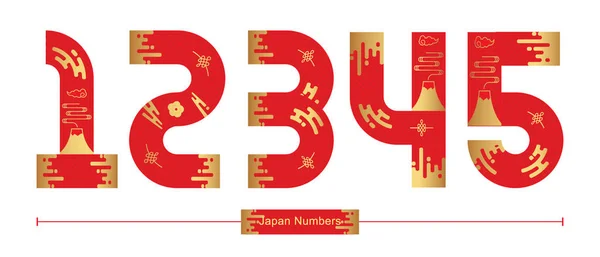 Números de estilo japonés en un conjunto 12345 — Vector de stock