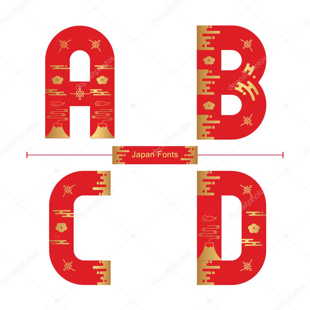 Alphabet Japan style in a set ABCD