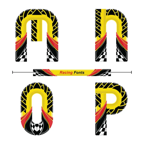 Estilo Alphabet Racing Flag en un set MNOP — Archivo Imágenes Vectoriales