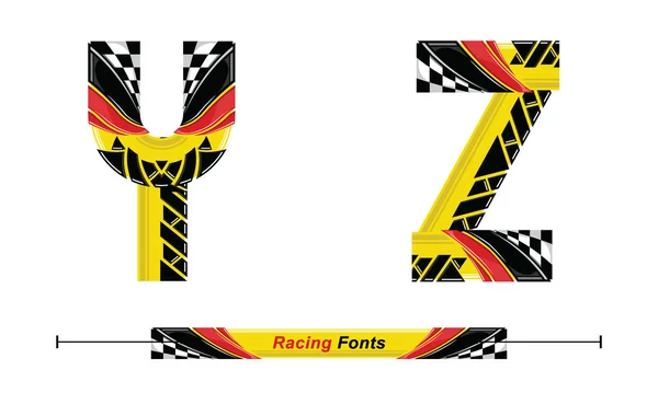 Alphabet racing flag style im set yz — Stockvektor