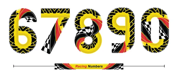 Numbers Racing Flag style in a set 67890 — Stock Vector