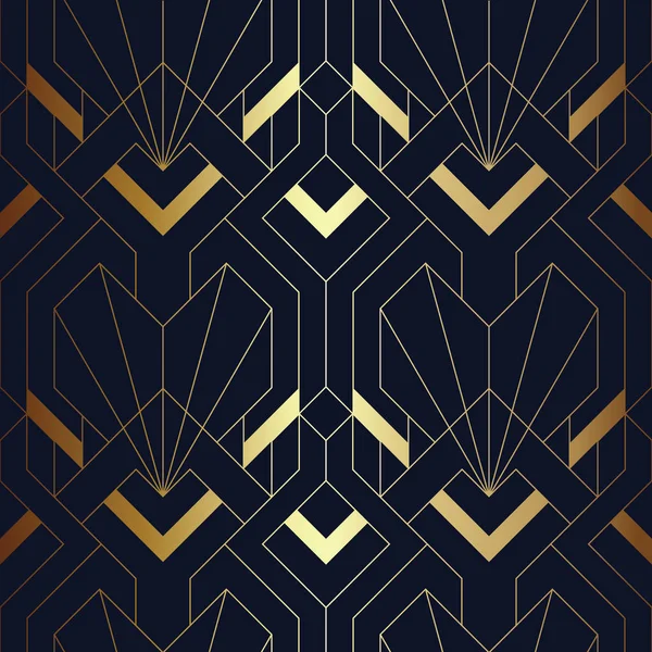 Diseño abstracto art deco azul y dorado sin costuras 14 — Vector de stock