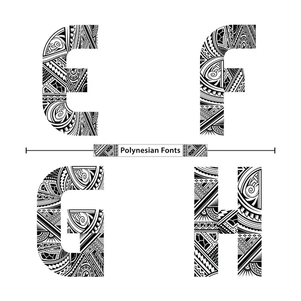 Alphabet Style polynésien dans un ensemble EFGH — Image vectorielle