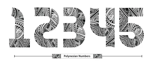 Números Estilo polinesio en un conjunto 12345 — Vector de stock