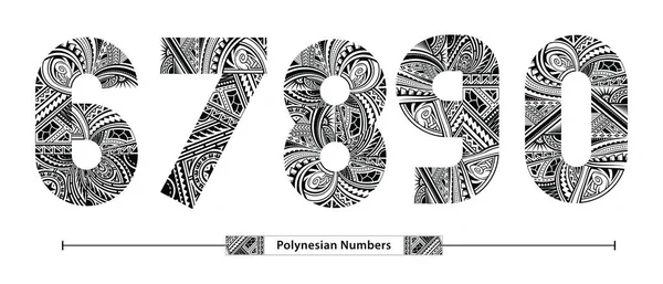 Numeri Stile polinesiano in un set 67890 — Vettoriale Stock