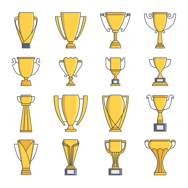 Gold trophy cup icon set — Stock Vector