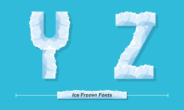 Alphabet Ice Frozen style in a set YZ — Stock Vector