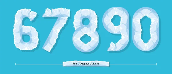 Números Hielo Estilo congelado en un conjunto 67890 — Archivo Imágenes Vectoriales