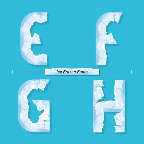 Alphabet Ice Frozen style in a set EFGH — Stock Vector