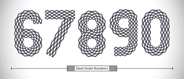 Vektorová Grafická Čísla Sadě Stylem Písma Steel Grate — Stockový vektor