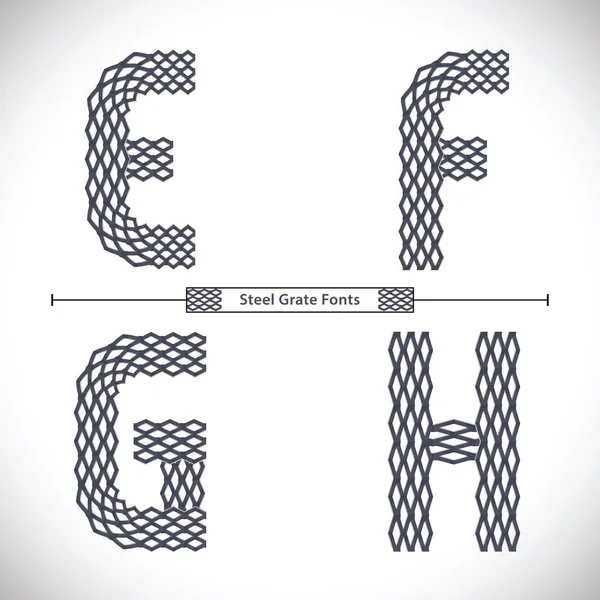 Vector Grafisch Alfabet Een Set Met Steel Grate Lettertype Stijl — Stockvector