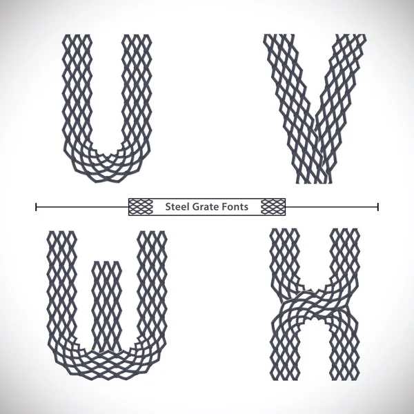 集合U X的矢量图形字母表 带有钢格格式 — 图库矢量图片