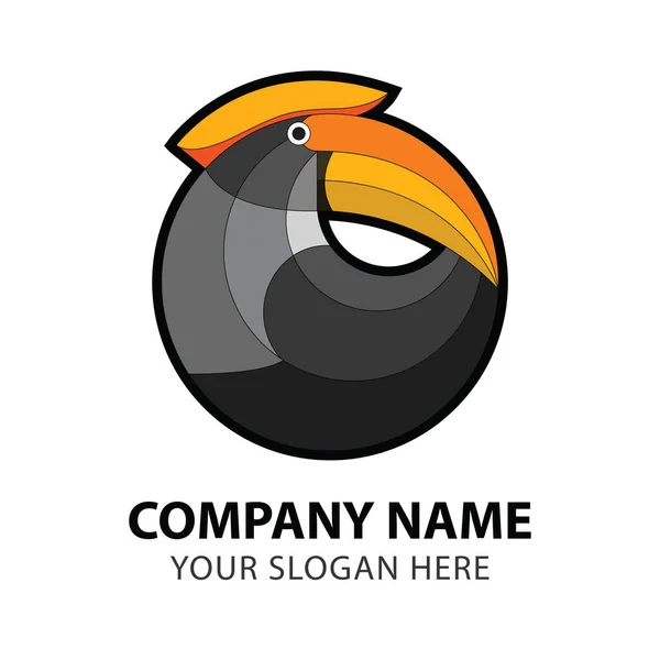 Vector Del Tucán Hornbill Bird Logotipo Comercial Wild Animals Ilustración — Vector de stock