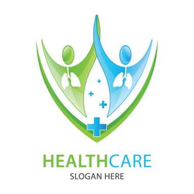 Ciğerler Bakım logosu vektör tasarımı, soyut insan figürü şablonu.