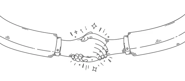 Handshake Dibujado Vector Garabato Ilustración Las Manos Temblando Acuerdo Mutuo — Vector de stock