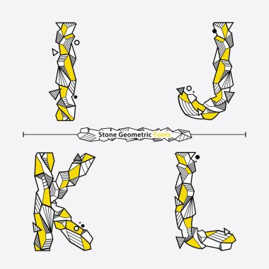 I, J, K, L kümesinde vektör grafik alfabesi, Neo Memphis Geometrik Taş yazı tipi