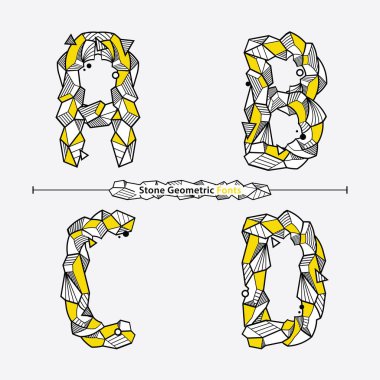 A, B, C, D kümesinde vektör grafik alfabesi, Neo Memphis Geometrik Taş yazı tipi