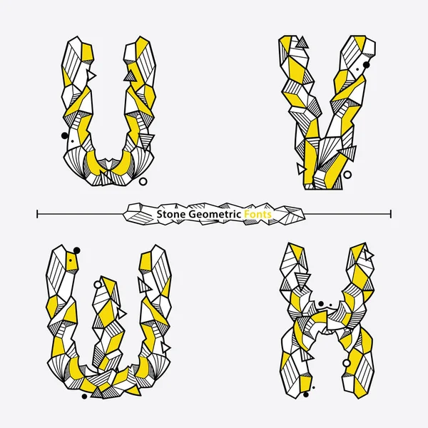 Vektor Grafiskt Alfabet Uppsättning Med Neo Memphis Geometriska Rock Stone — Stock vektor