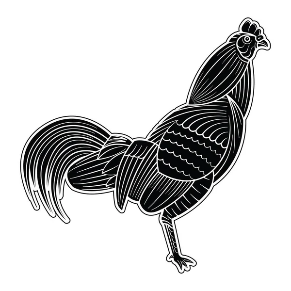 Gallina Pollo Logotipo Vintage Impresión Retro Póster Para Carnicería Silueta — Vector de stock