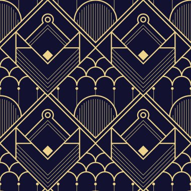 Vektör modern geometrik fayans deseni. Soyut sanat deco kusursuz lüks arka plan.
