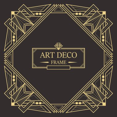Art deco sınır ve çerçeve. Tasarımınız için 1920 'lerin tarzında yaratıcı şablon. Vektör çizimi. EPS 10