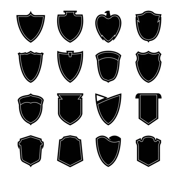 Set Vector Shields Isolated White Shield Silhouettes Vector Illustration — Stock Vector
