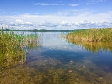 Saskatchewan içinde ilk Mustus göle akan bir nehir