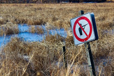 Hayır çekim tabela bir doğa yol boyunca vurdu