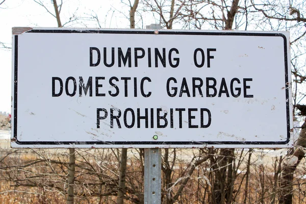 Dumping of domestic garbage prohibited sign — Stock Photo, Image