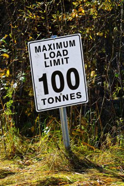 Bir süre maksimum yük sınırı 100 ton işareti