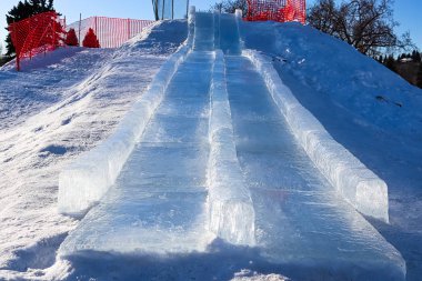 View looking up an ice slide hill clipart