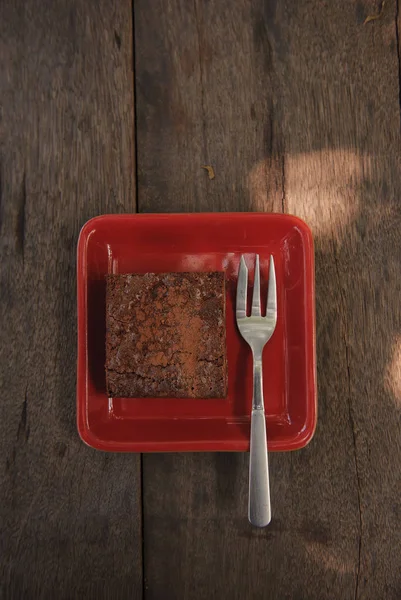Chocolate brownie on table — Stock Photo, Image
