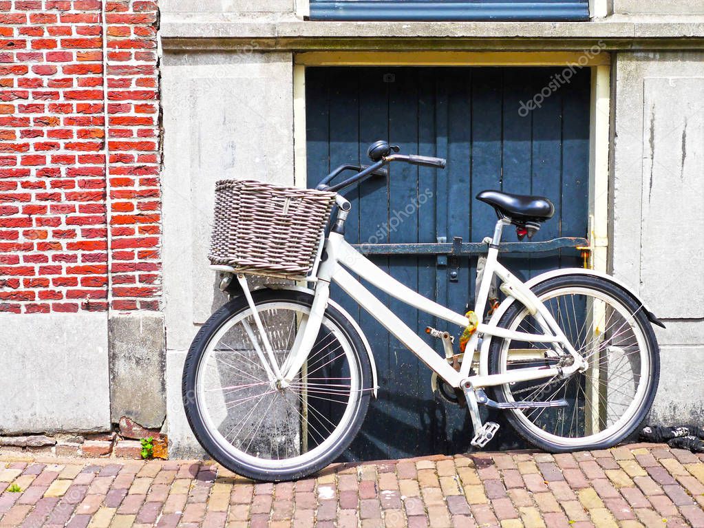 Bicycle with basket of Amsterdam.