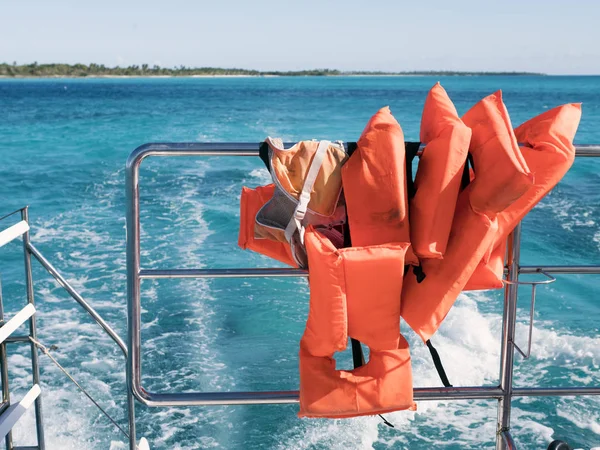 Yacht, life jackets, sea