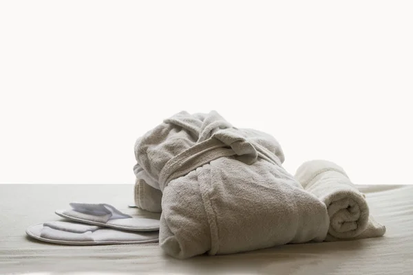 Hotel, spa, bathrobe, towels — Stock Photo, Image