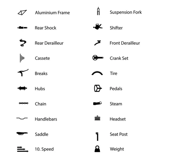 Verse fiets deel pictogrammen. — Stockvector