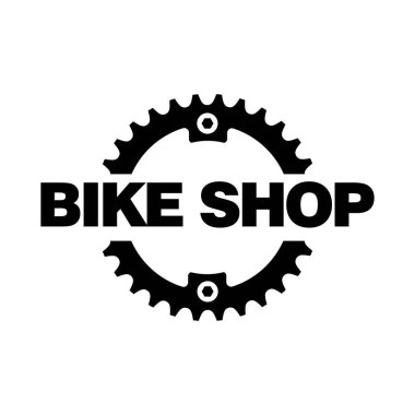 Bisiklet dükkanı, servis, zincir halkalı kulüp vektör logosu şablonu.